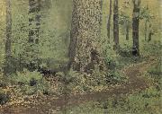 Levitan, Isaak Away in the foliage forest fern oil